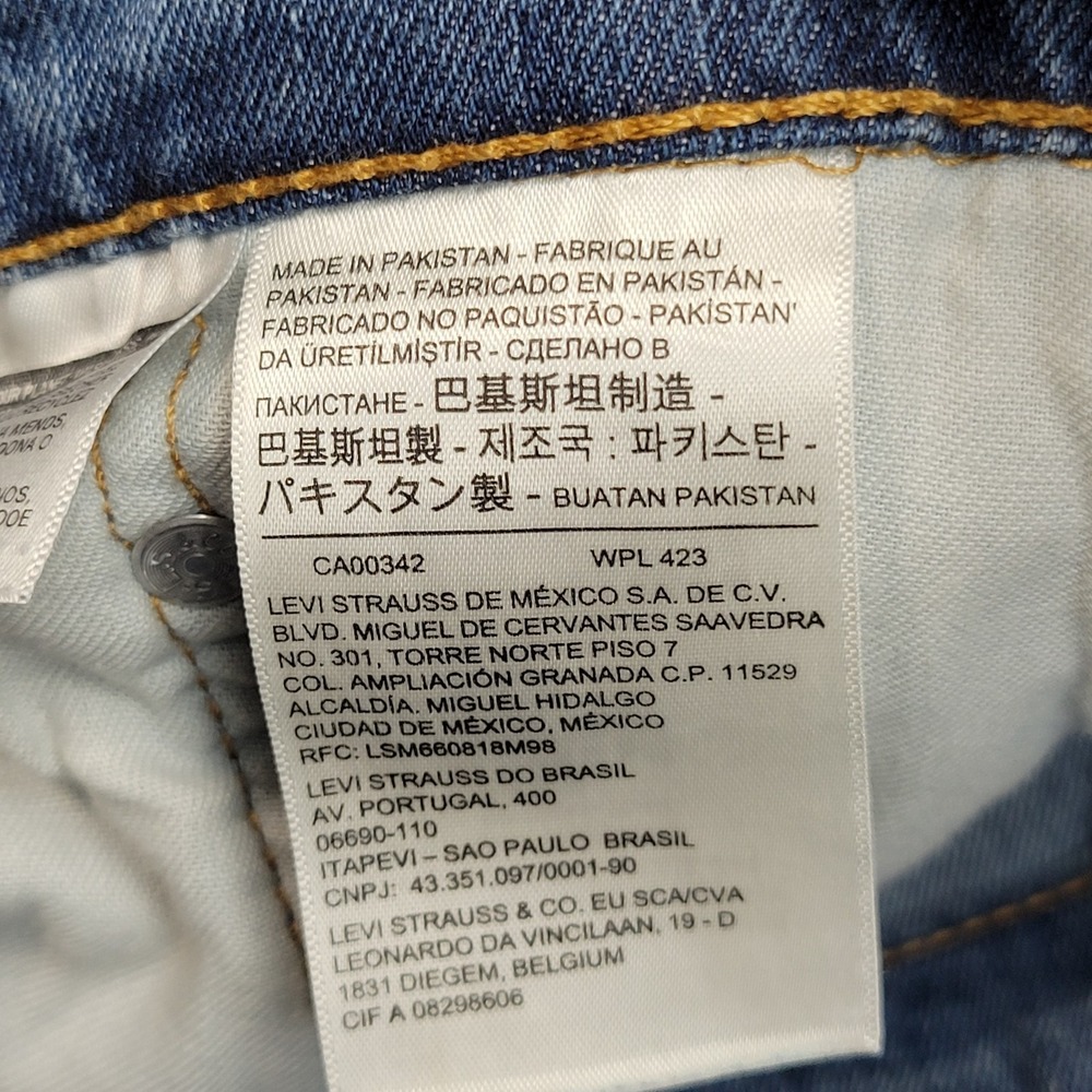 Levis 505 Jeans Mens 36x32 Blue Denim Boho Streetwear Grunge Festival Red Tab - Picture 13 of 14